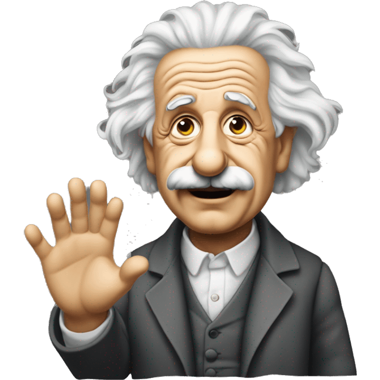 abert einstein vawes with hand emoji