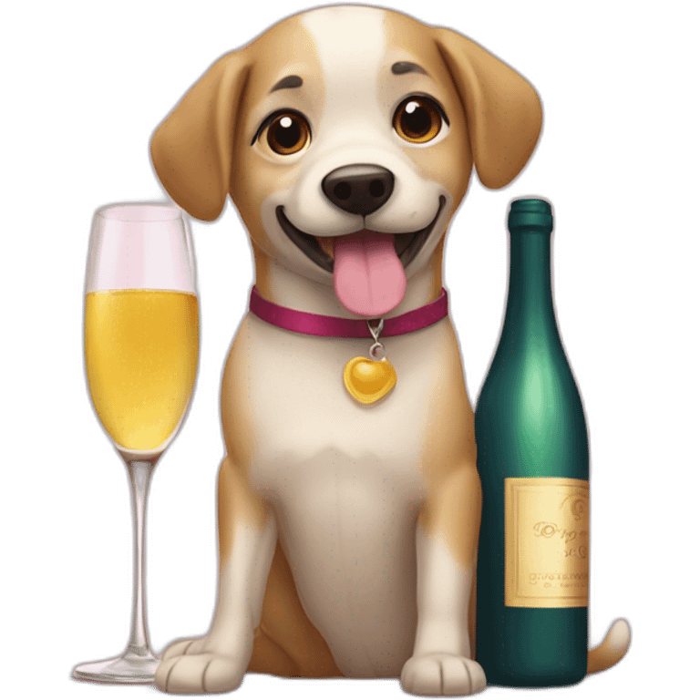 dog drinking wine and champagne emoji