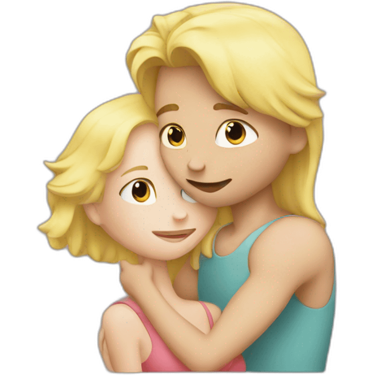 Blond boy kissing blonde girl emoji