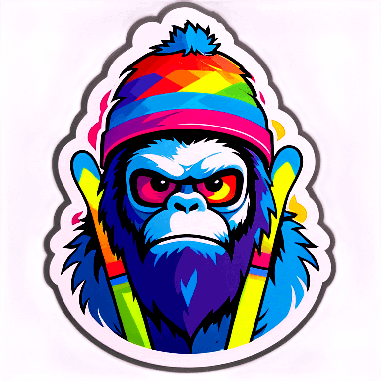 skiing rainbow yeti emoji