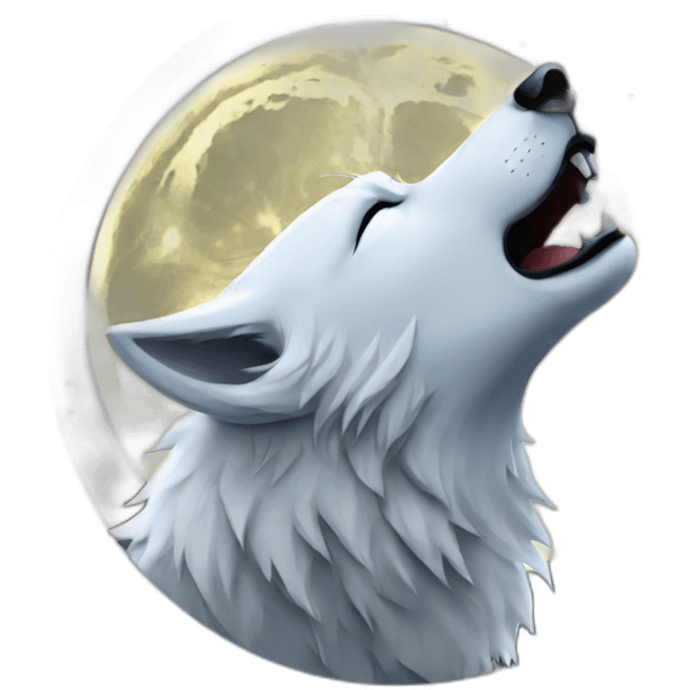 White wolf howling at the moon emoji