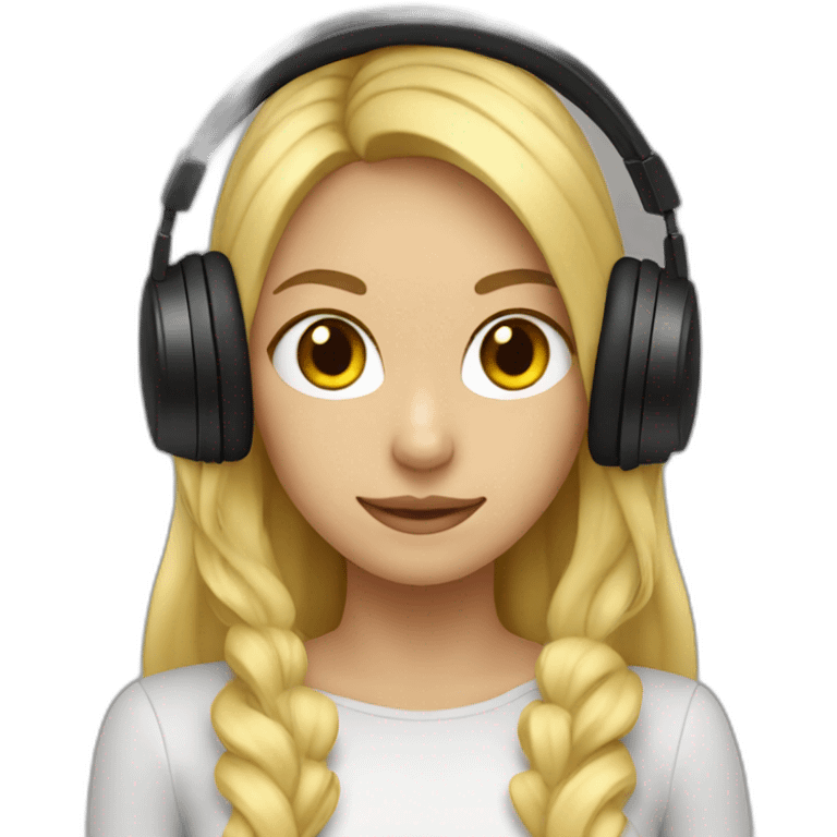 she blond developer has headphones with black cat ears emoji