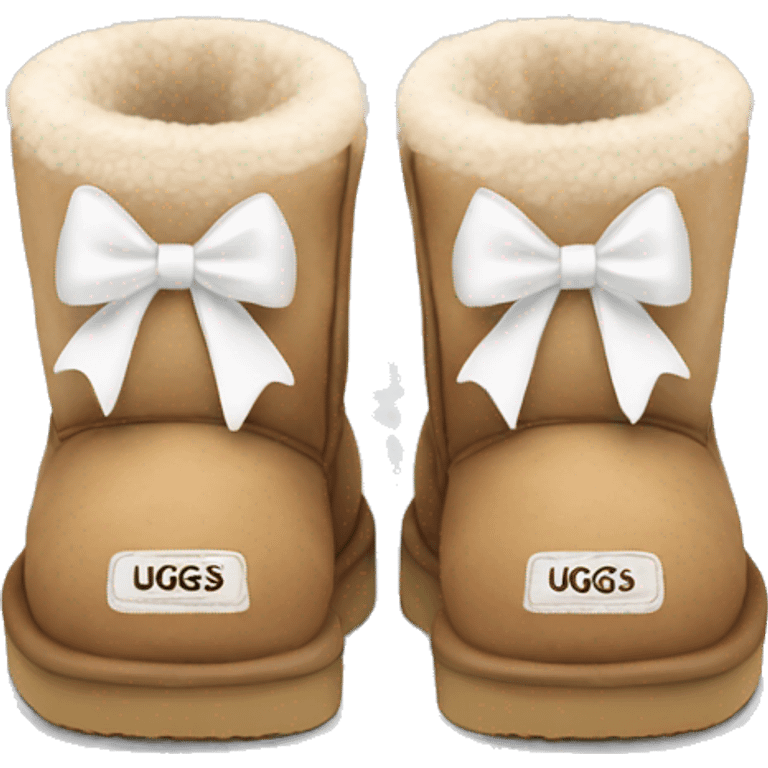 mini beige uggs with white bow emoji