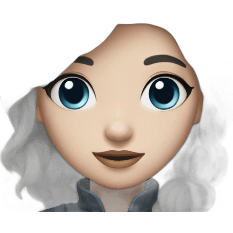 girl with blue eyes and white hair with onyx in her hands emoji