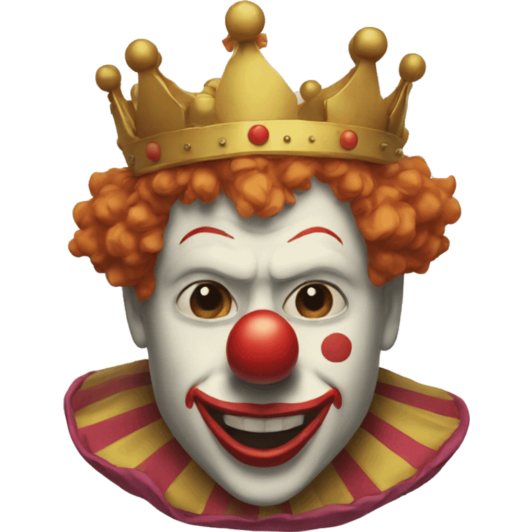 A clown taking of the mask of a king emoji