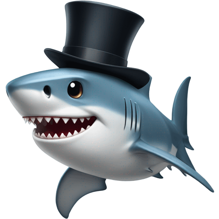 Shark with a top hat emoji