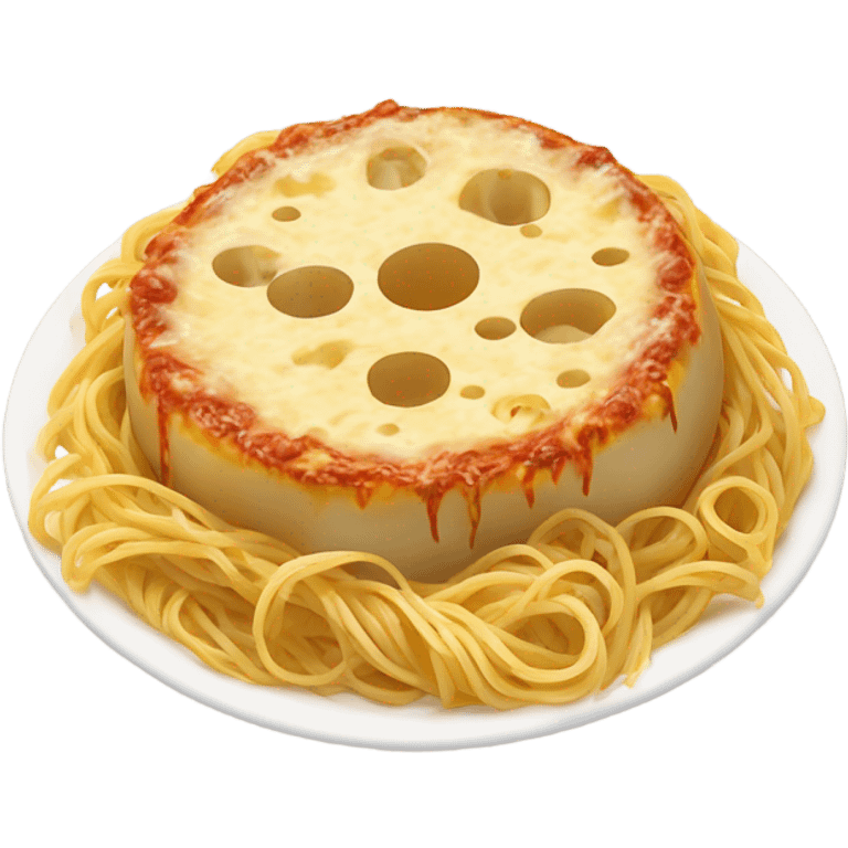 Cheese wheel in spaghetti emoji