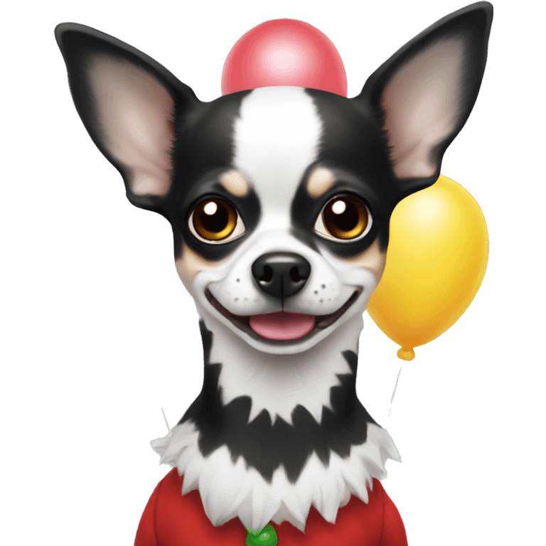 black and white chihuahua clown emoji