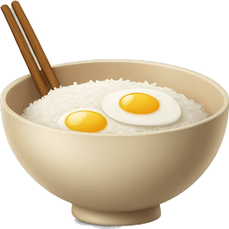 Egg in a bowl with rice  emoji