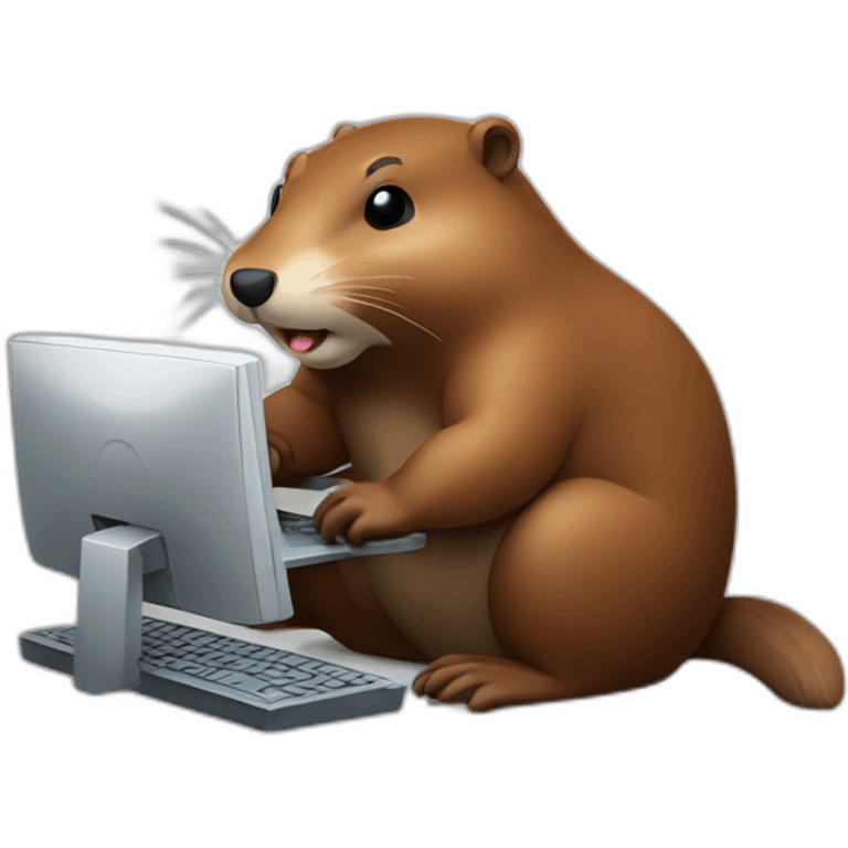 beaver using computer emoji