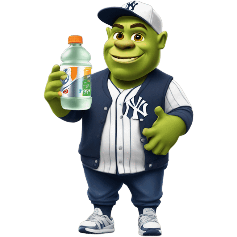 Shrek with Gatorade and yankes hat and Jordan’s emoji