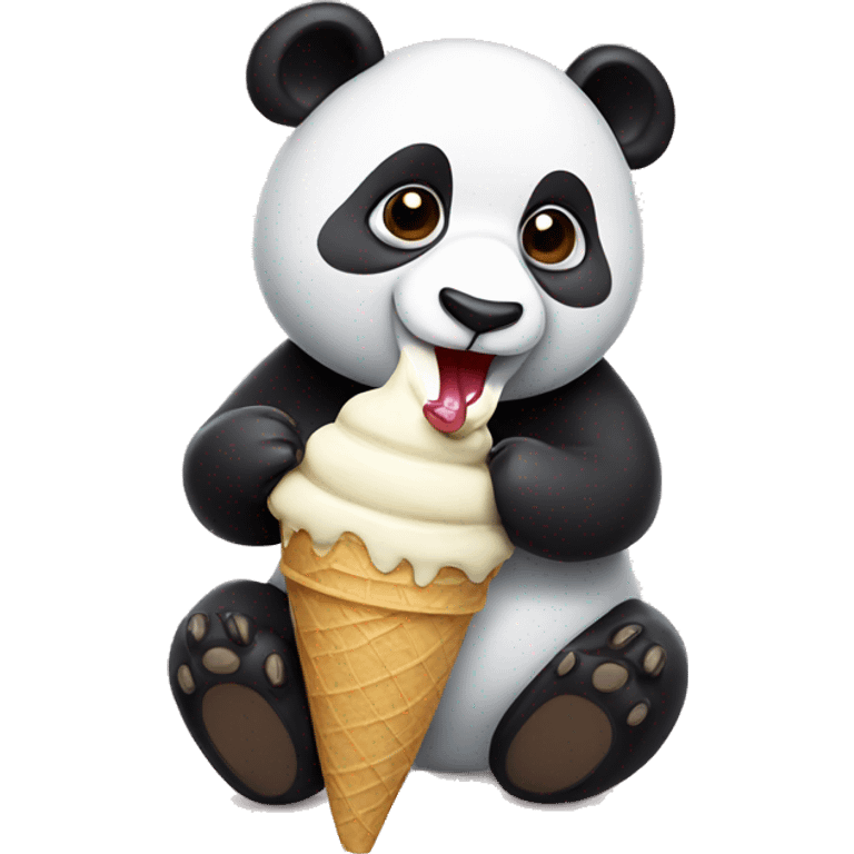 Panda eating ice cream emoji