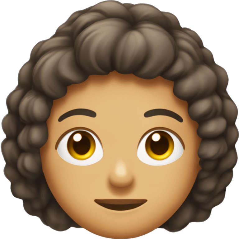 Um humano de pele clara, com olhos um pouco caídos, nariz um pouco grande e cabelo castanho e curto. com moletom. emoji