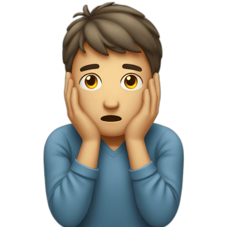 person with worried face clutching his head. emoji