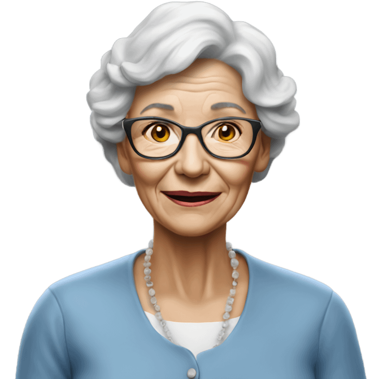 3d hyper realistic senior woman drawing  emoji