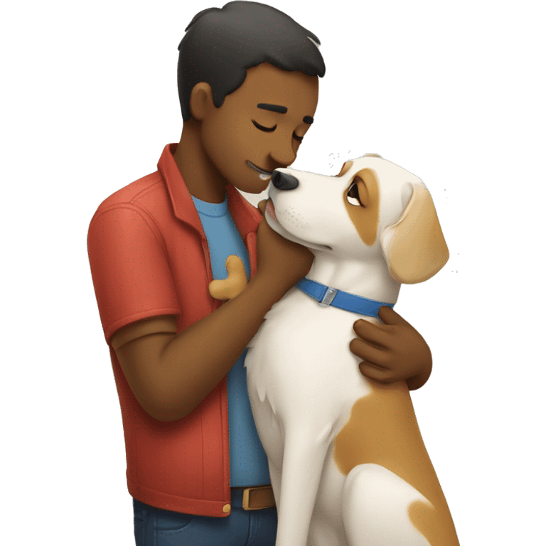 Dog kissing his owner  emoji