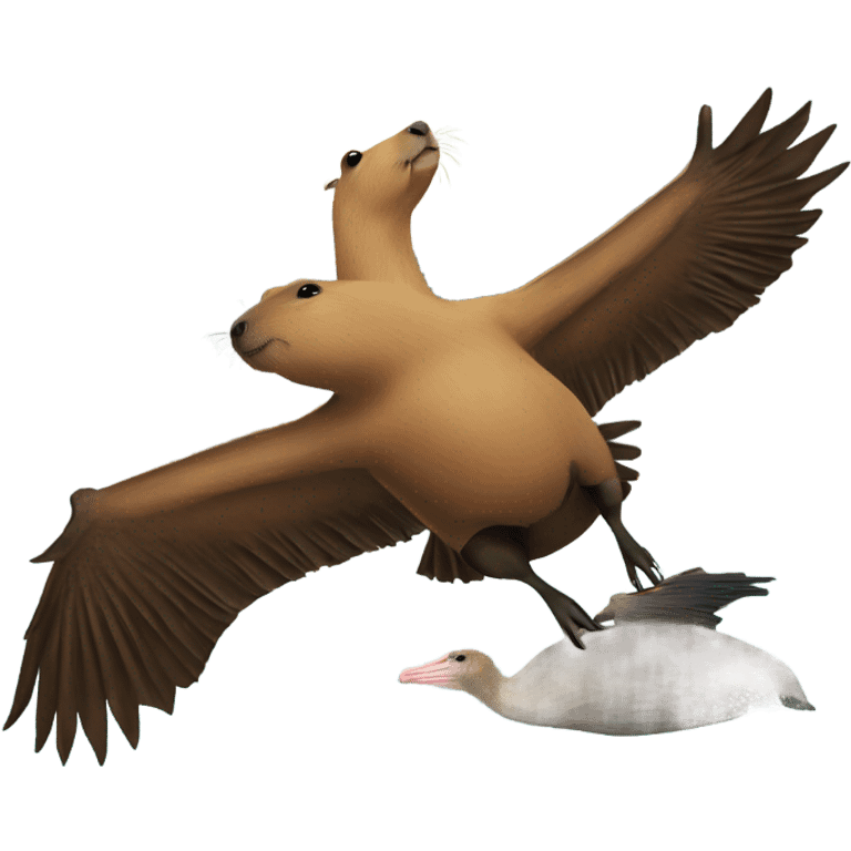 Capybara big bum flying on top of a pelican  emoji