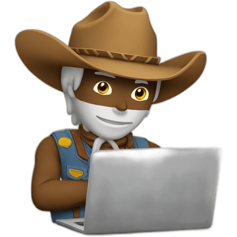 cowboy emoji with laptop in front emoji