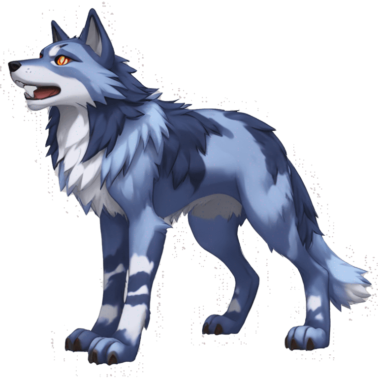  Cool Edgy Colorful Anthro War-Digimon-Fakemon-Wolf with edgy markings full body emoji