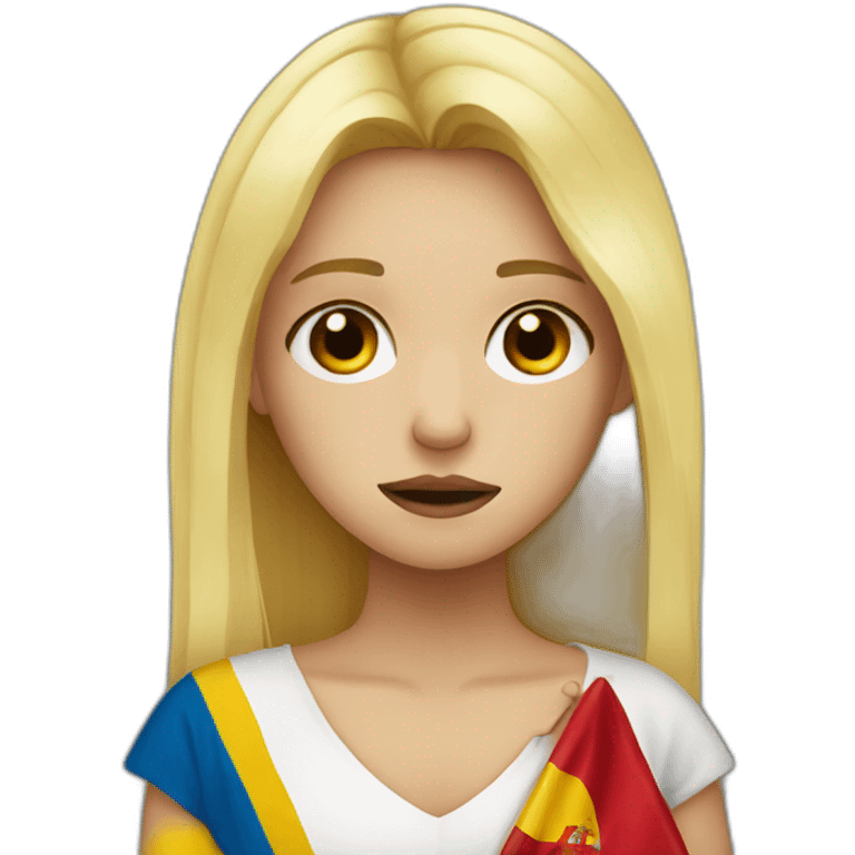 Crying blond girl with Spanish flag emoji