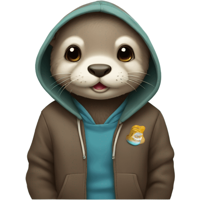 Cute otter in a hoodie emoji