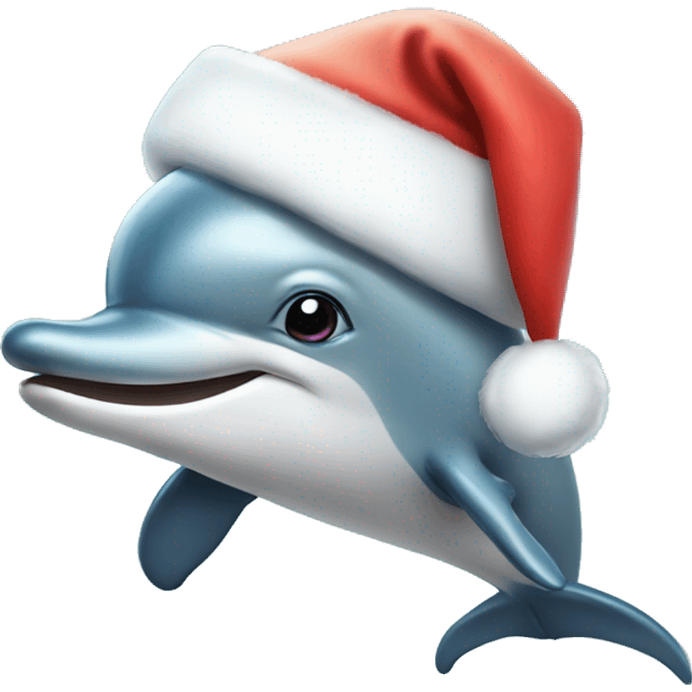 Dolphin wearing Santa hat emoji