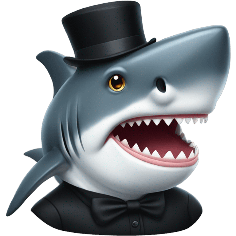 Shark with a top hat emoji