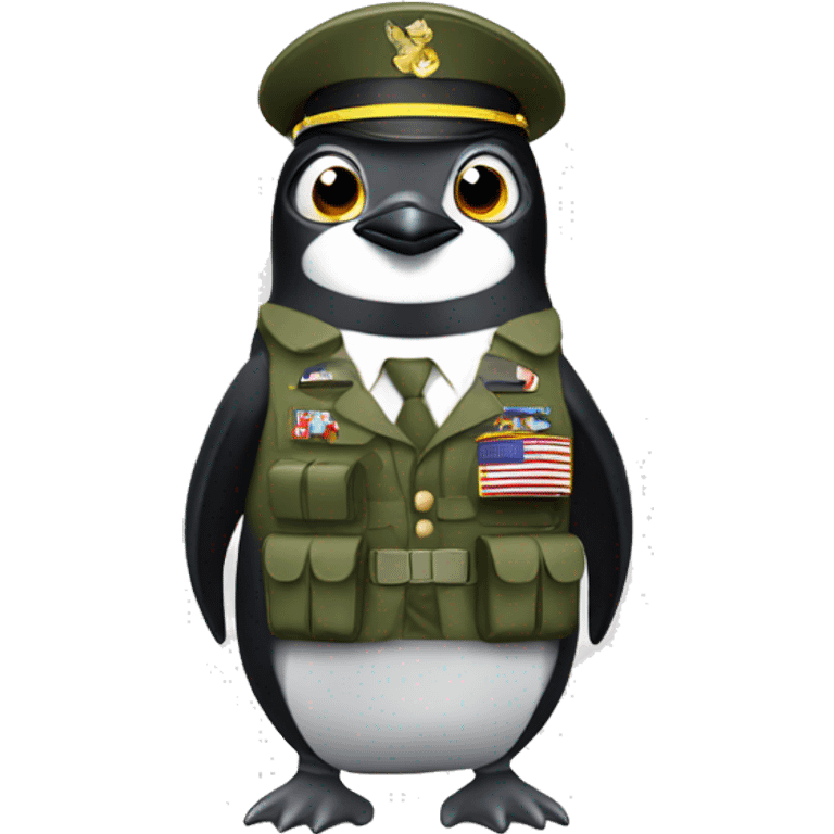 military Penguin with wheaphones emoji