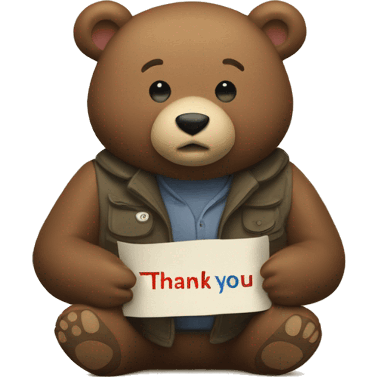 a bear in the background with a text saying "thank you" on top emoji