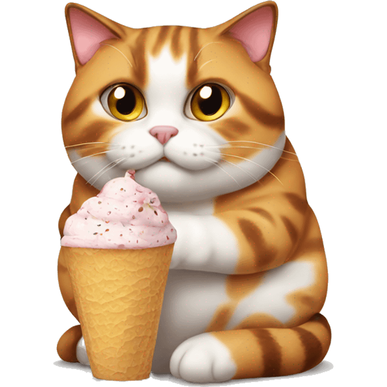 Realistic Fat calico cat with icecream emoji