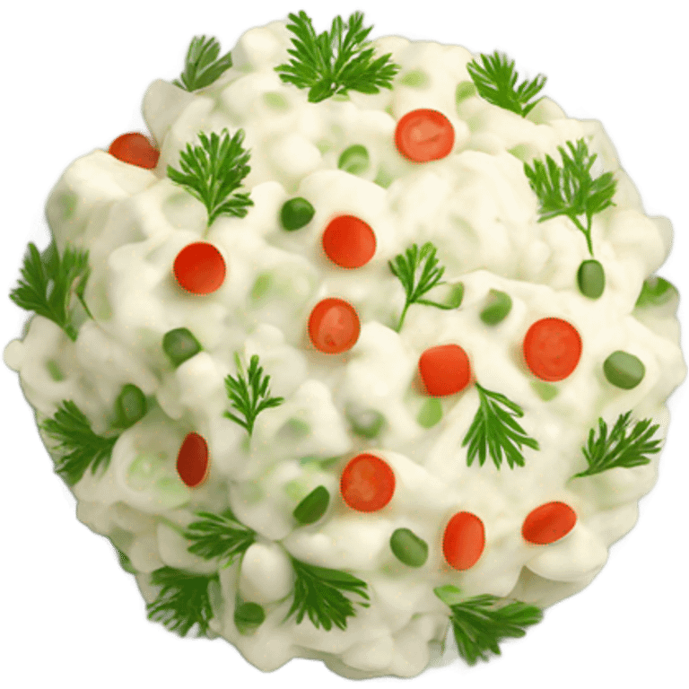 russian salad olivier, dill on top of a dish emoji