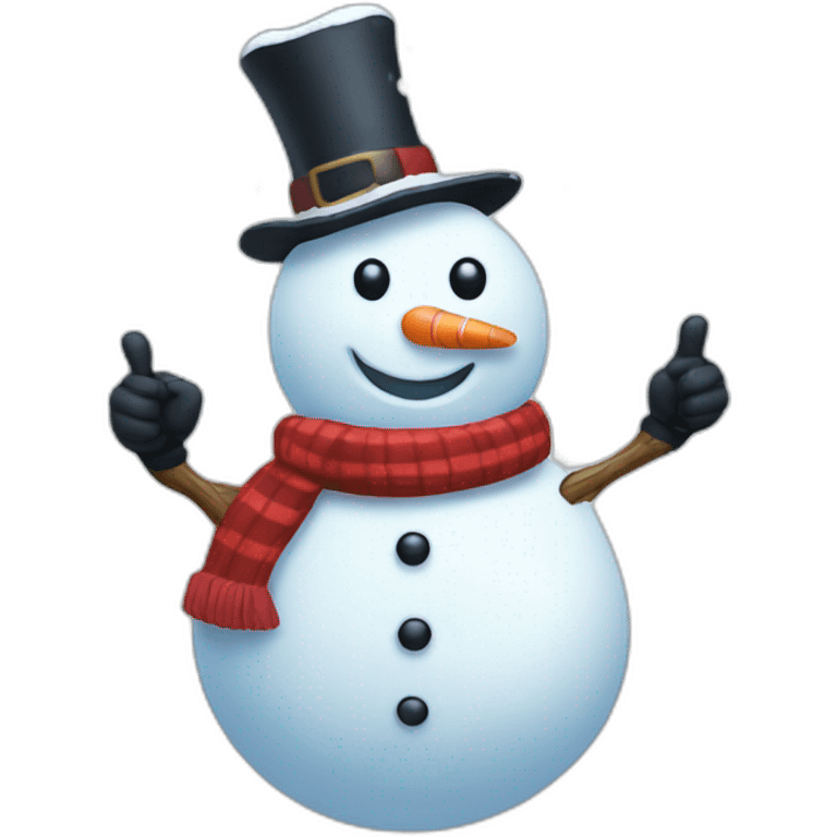 snowman with snow and thumb's up emoji