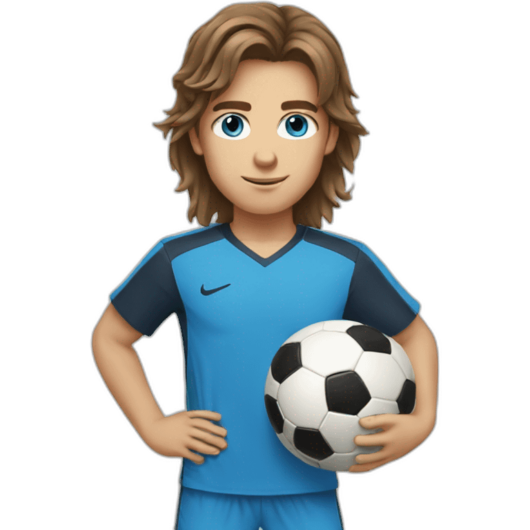 soccer boy brown long hair blue eyes emoji