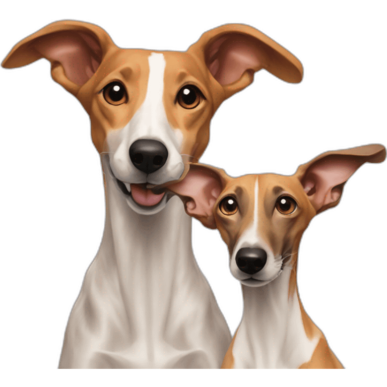 Two galgos next to a podenco emoji