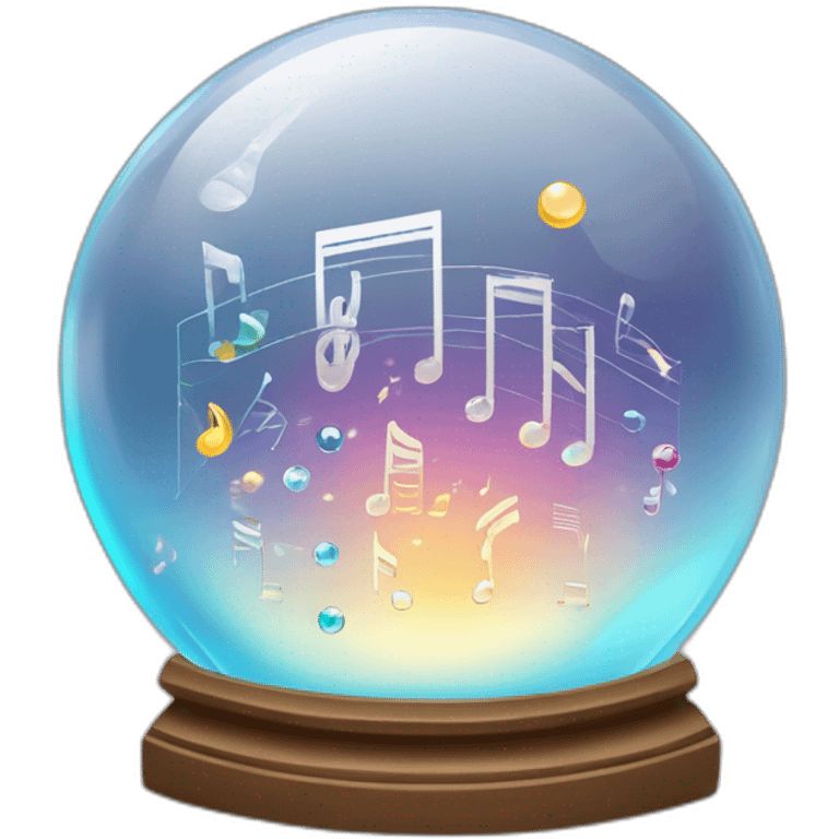 Crystal ball with musical notes and predictive graphs emoji