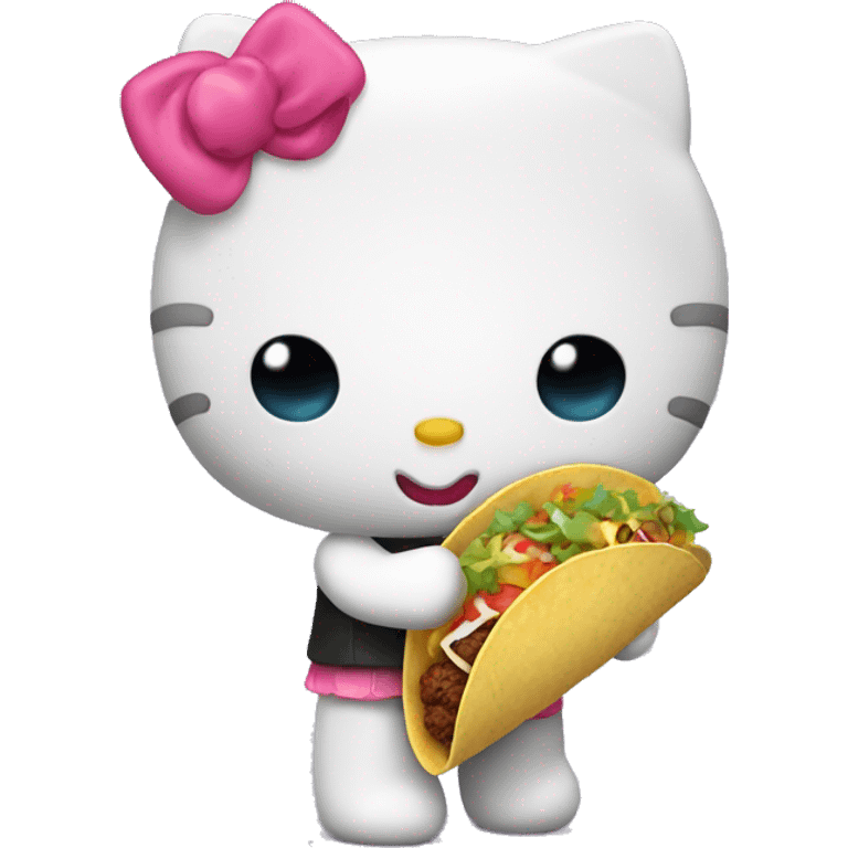 hello kitty holding a taco emoji