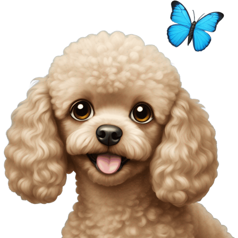 Toy poodle with blue butterfly  emoji