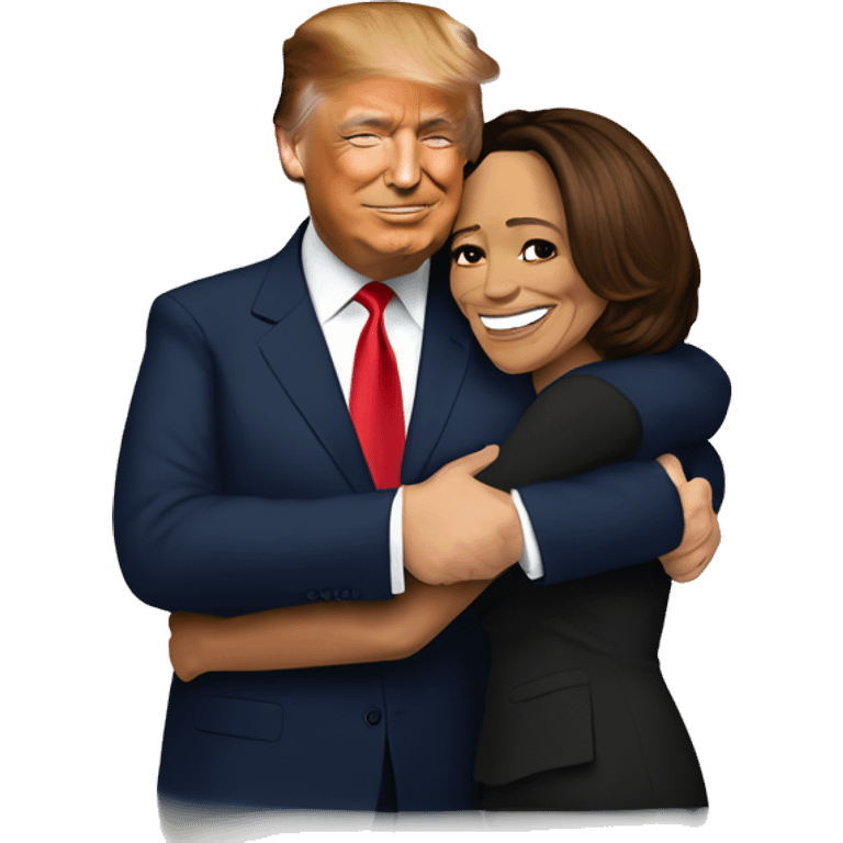 donald trump and kamala harris hugging emoji