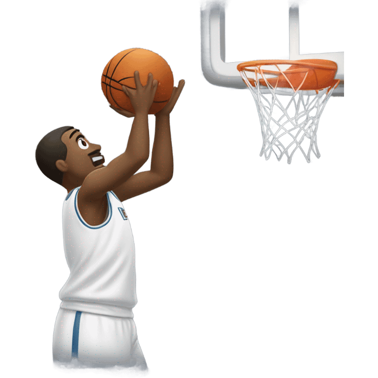 A man shooting a basketball that makes it in emoji