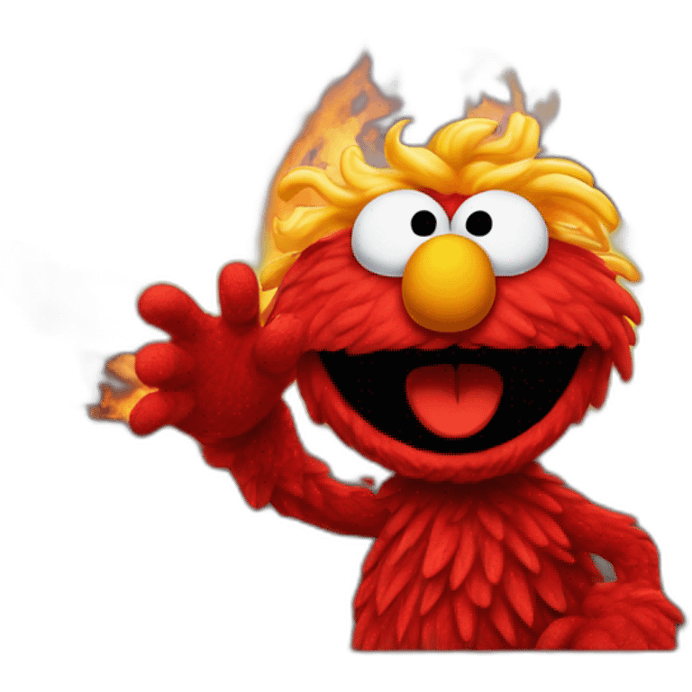 panicking-elmo-with-fire-in-background emoji