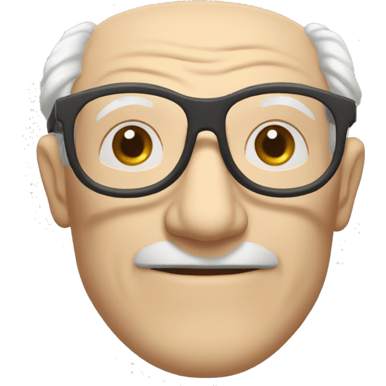 professor old white man with glasses, wrinkly face, wireless earbuds, round head, balding emoji