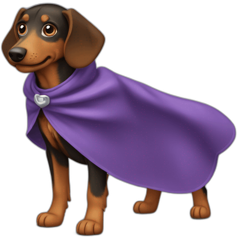 Chien teckel qui vole avec une cape  emoji