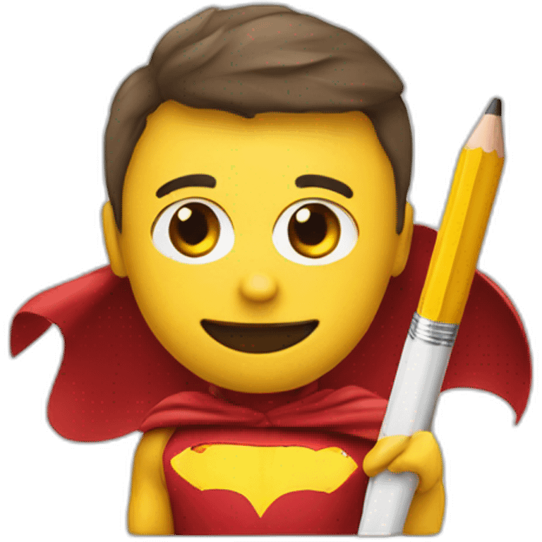 superhero pencil wearing a spain flag emoji