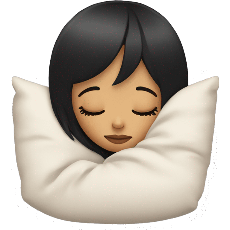 girl with black hair and bangs sleeping emoji