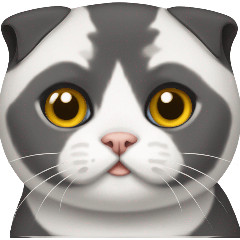 black and white scottish fold cat emoji