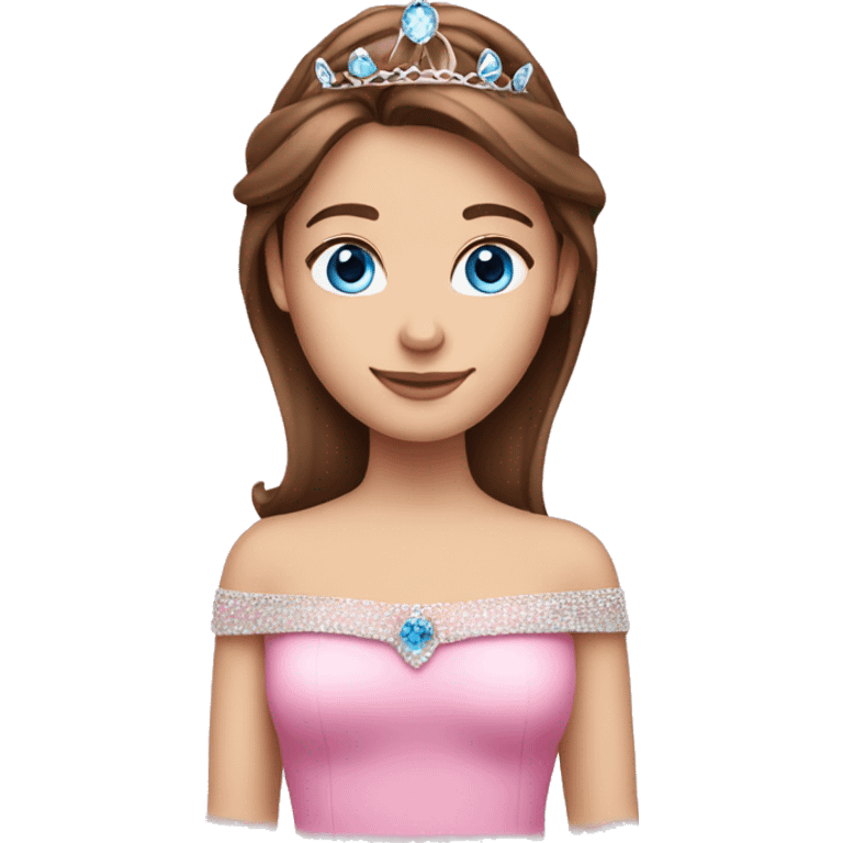 Girl with brown hair and blue eyes pink tiara emoji emoji