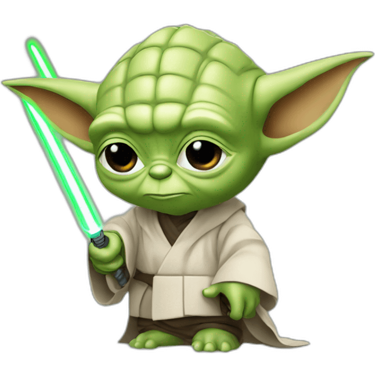 Yoda qui se bat avec Macron au sabre lazer emoji