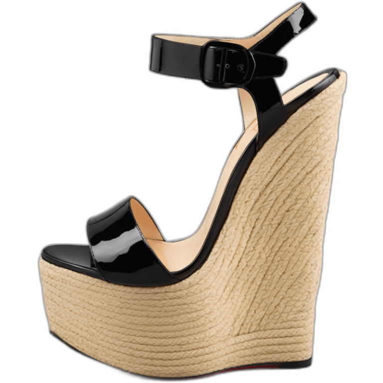 Platform wedges black louboutin sandal patent emoji