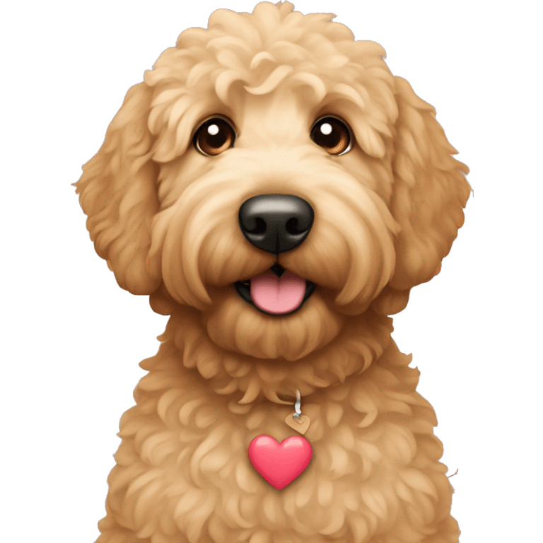 Golden doodle with heart eyes emoji