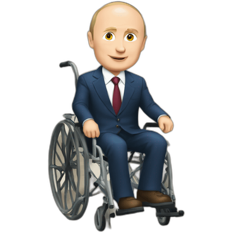 putin with suitcase wheelchair on stairs emoji